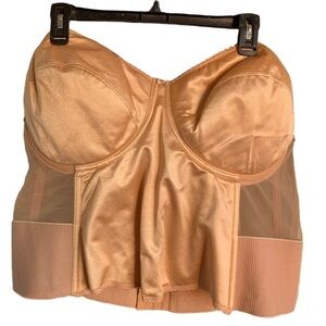 Flattering Me Womens Nude Bustier Low Back Hook & Eye Closure Stretch Size 48F
